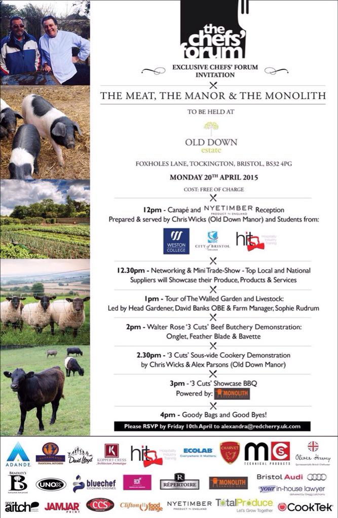 catmfarinha's tweet photo. Just two more sleeps until @thechefsforum #3Cuts event @OldDownManor #Bristol + @tubbychefwicks #Supportingyoungchefs http://t.co/YNNJGpr9xR