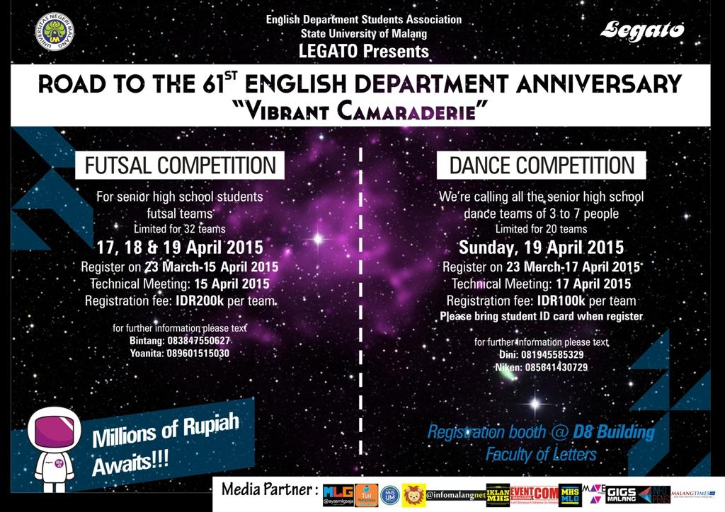 event_mahasiswa's tweet photo. Futsal and Dance competition for Malang-Batu! Cc to your friends and help them to get their fame @SasingUM http://t.co/IAoxQfsFT7