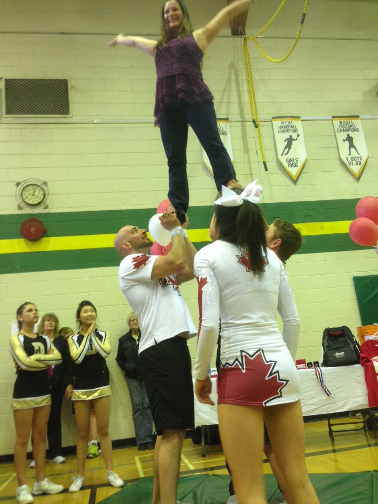tecvocphysed's tweet photo. Ms. Snelling, Ms. Persaud, and even Ms. Sacco got in the spirit at Tec Voc's cheer competition today. http://t.co/viNZmX9HkO