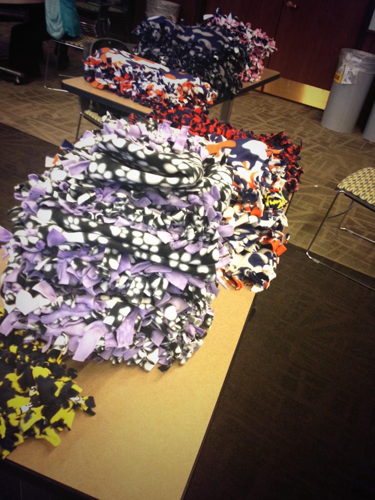 MyMORHA's tweet photo. We just made more than 60 blankets for the humane society! http://t.co/DBwJhDn5Fa