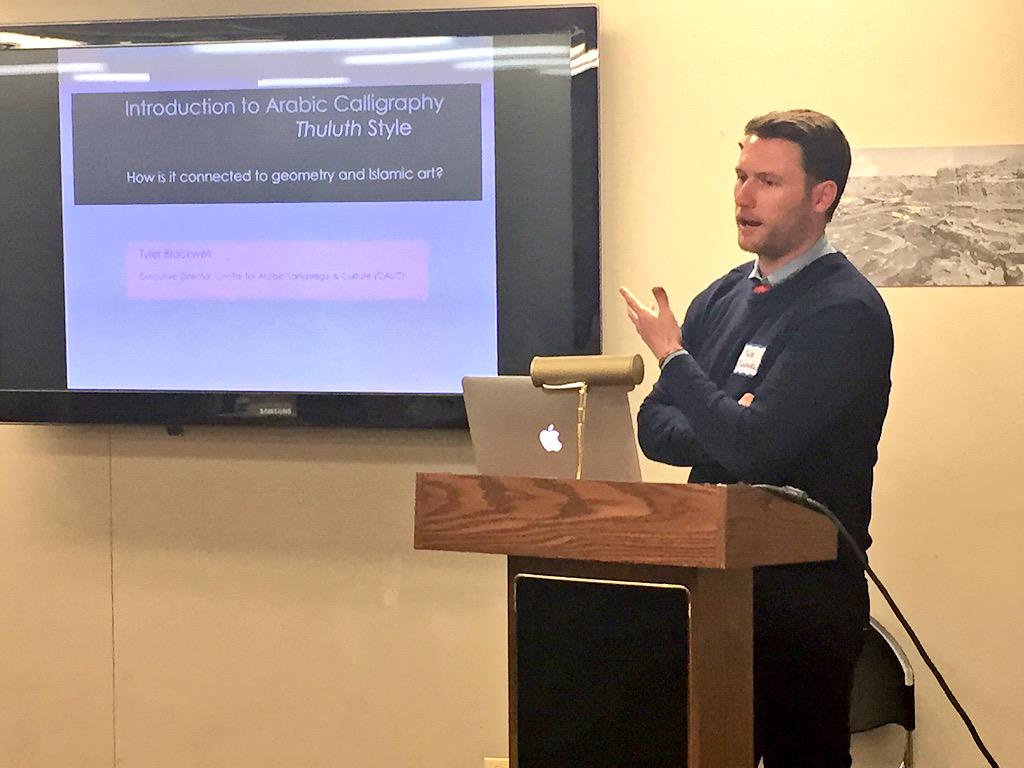 CALC_Chicago's tweet photo. Presentation on #Arabic #Calligraphy by @TyleratCALC &amp; Calligrapher-in-Residence prog w @ChiPubSchools @orientalinst http://t.co/P6dgIEj2gl