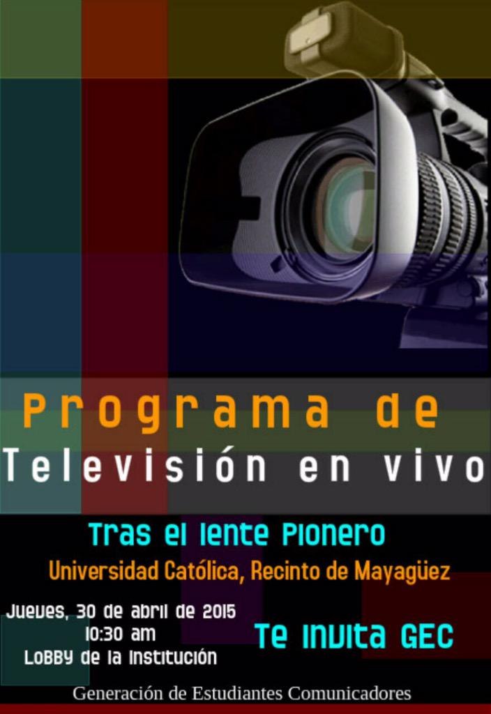 GECPUCPR's tweet photo. Te esperamos!  #TrasElLentePionero  #PUCPR http://t.co/6Fc7ztpomS