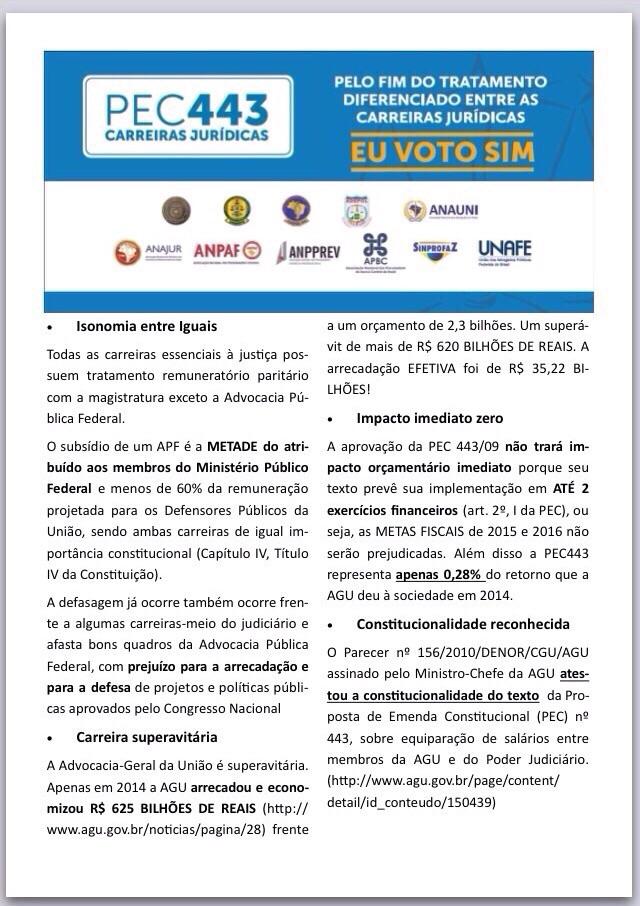 <a href="/FaustoPinato/">Fausto Pinato</a> A Adv Pública é quem defende as políticas públicas aprovadas por V.Exa. Pela aprovação da #PEC443!