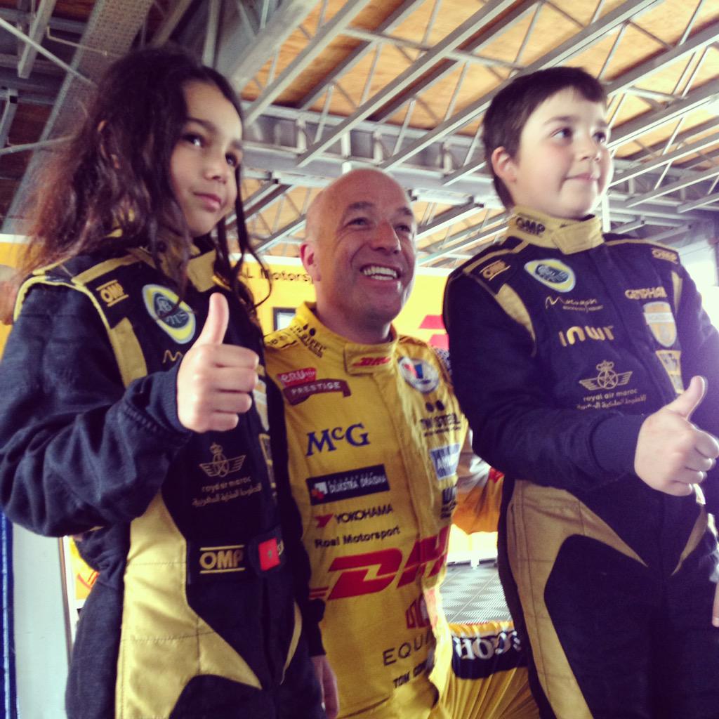 LotusKarts's tweet photo. Our young drivers Sofia and Suleiman Zanfari catching up with their hero @TomCoronel at @FIA_WTCC race in #Marrakech http://t.co/qLXN0cnxWf