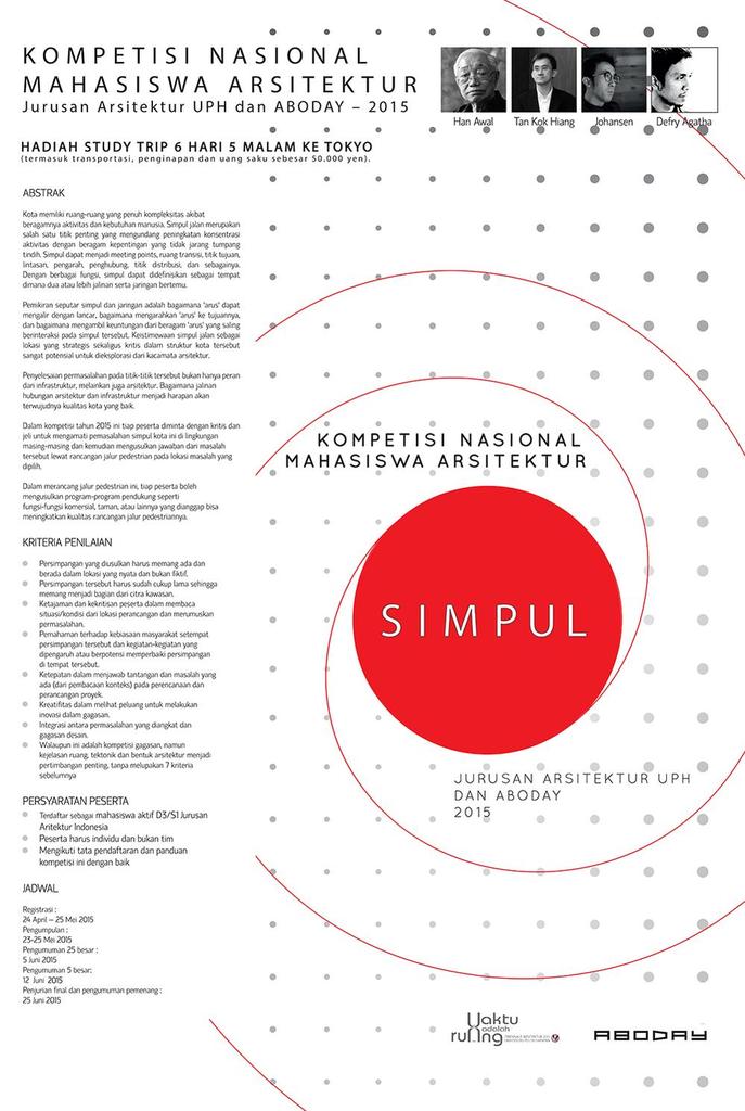 H-5 Pembukaan registrasi kompetisi SIMPUL. Yuk, bersiap! <a href="/Gund_Ars/">Arsitektur Gunadarma</a> <a href="/majalahSKETSA/">Majalah SKETSA</a> <a href="/HMPSARS/">HMPSARS UNPAR 14/15</a>