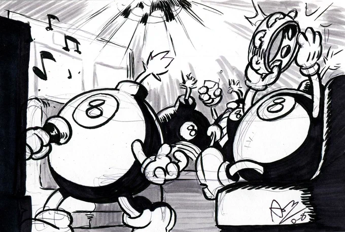 @Skullgirls A bunch of the IGG sketches I did are just George(s) doing various things. Workin' on that 8-pack. 