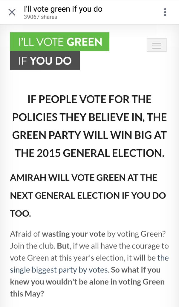 No vote is wasted. Use this link to pledge to #VoteGreen with <a href="/ivgiyd/">I'll Vote Green</a> illvotegreenifyoudo.com/ref/27489. #GreenParty #GreenSurge