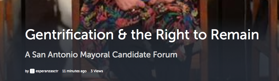 esperanzacenter's tweet photo. "Work in progress" storify 4 today's #gentrification Mayoral Forum. Add thoughts w/ #R2RSA
http://t.co/NPYc0ciJzu http://t.co/9Jy5ogA7im