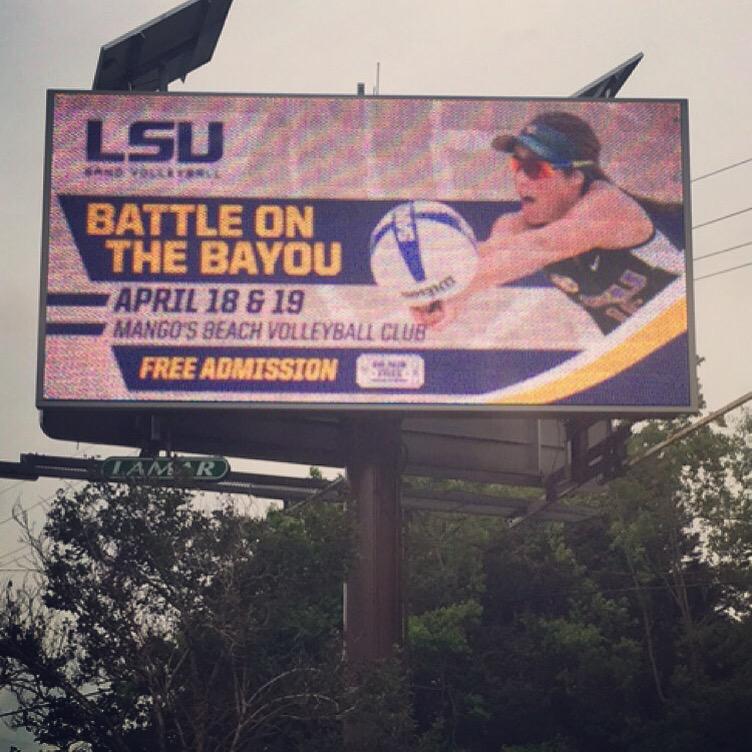 LSUBeachVB's tweet photo. Come to Mango's to support your Sand Tigers tomorrow at 11 and 2! #CelebrateSeniors #QualityAdvertising http://t.co/gEURfg85Gk