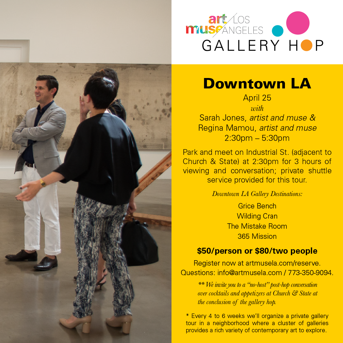 ReginaMamou's tweet photo. @artmusela #galleryhop #arttour #DTLA 4/25 #gricebench #wildingcran #themistakeroom #356mission #churchandstatebistro http://t.co/QuwdecmzBT