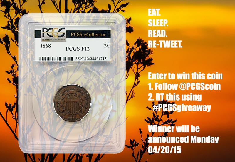 PCGScoin's tweet photo. How about another #PCGSgiveaway? A fine 1868 2 cent. Winner picked Monday! http://t.co/eOkeeJJEy1