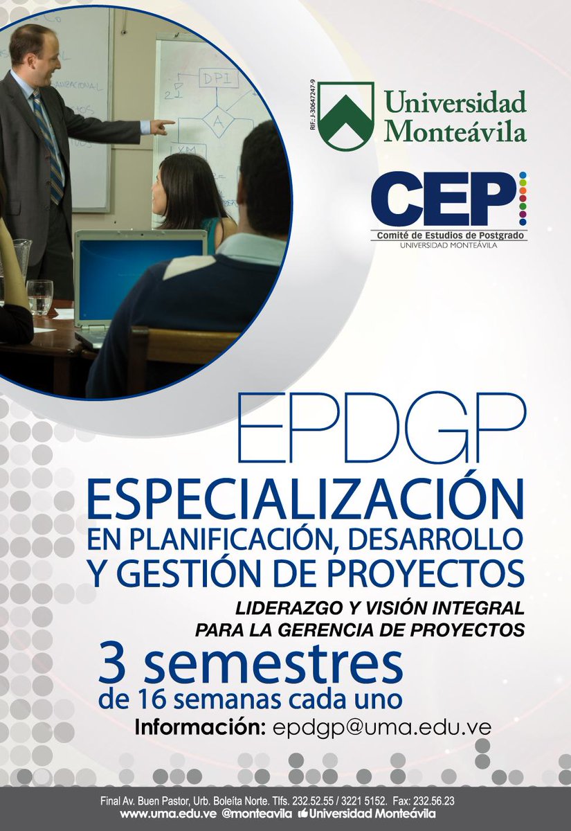 CondimentoDigit's tweet image. ¡Inscríbete! Postgrado en Planificación, Desarrollo y Gestión de Proyectos: #Liderazgo y Visión Integral en #Gerencia