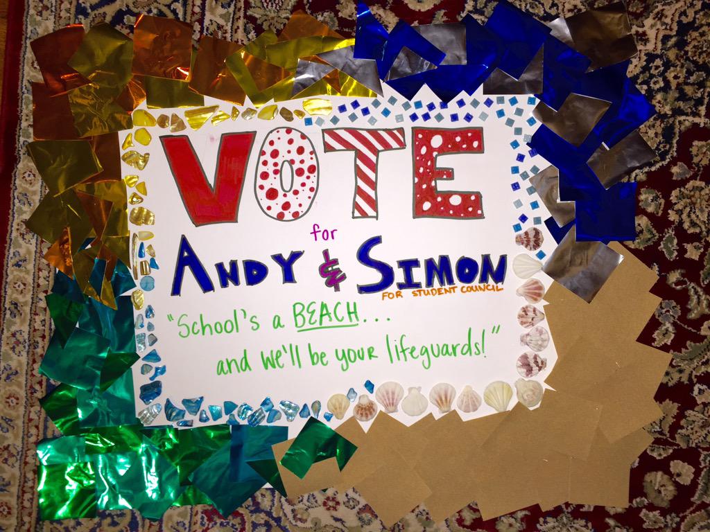 savoryboi's tweet photo. VOTE ANDY AND SIMON FOR STUDENT COUNCIL!
"School's a beach. We'll be your lifeguards." http://t.co/BmmXueZgDJ