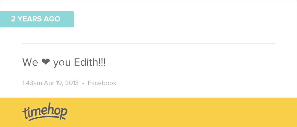 serenaann75's tweet photo. Happy birthday Edith! http://t.co/zQkZytXY2i http://t.co/9k2vKRIdcC
