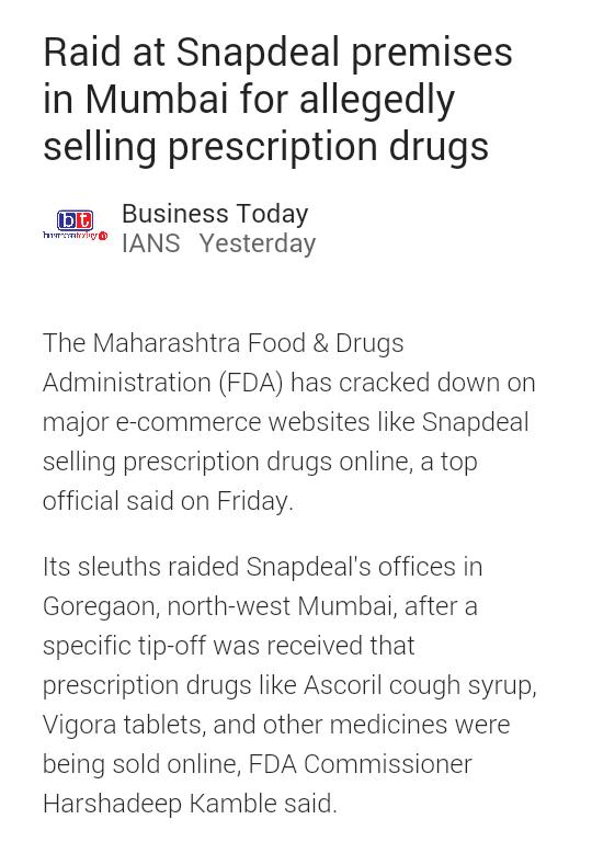 shubham_7595's tweet photo. Snapdeal found victim for selling prescribed drugs..... http://t.co/1gjElhaqTO
