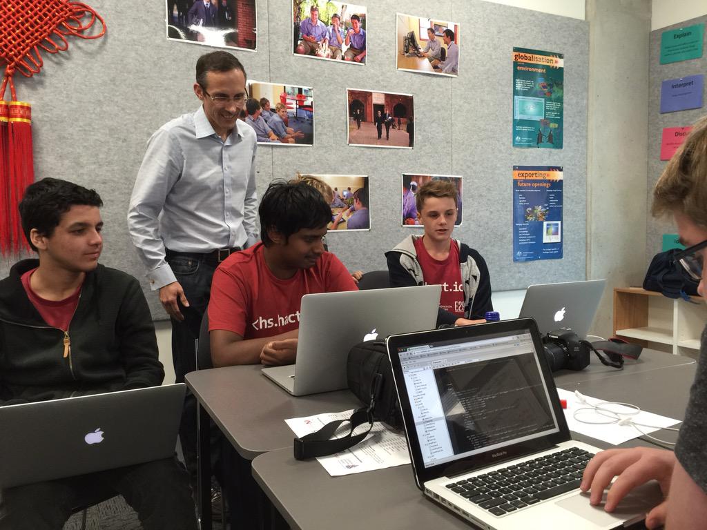 CodeCadets's tweet photo. Alcon United's social app, chatting with @ALeighMP #HSHACT #CBRIN http://t.co/GYInN0EDlK