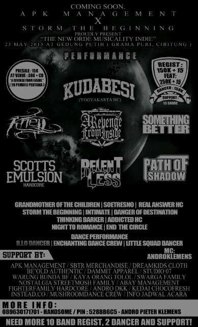 31 Mei at Bekasi with <a href="/RealAnswerHC/">REAL ANSWER</a> @KUDABESIHC <a href="/KNELLband/">KNELL</a> <a href="/ARFIcore/">A REVENGE FROM INSIDE</a> <a href="/somebetter_rawk/">Something Better</a> <a href="/GOTC_Official/">GOTC Official</a>