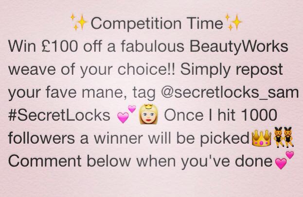 SecretLocks_Sam's tweet photo. ✨Follow #SecretLocks on Instagram to enter the #BeautyWorks competition✨ http://t.co/YrYLZsvjtU