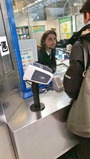 NOT_MOTD's tweet photo. Zlatan Ibrahimovic working at his new job at a subway station http://t.co/NugVu1HVHP