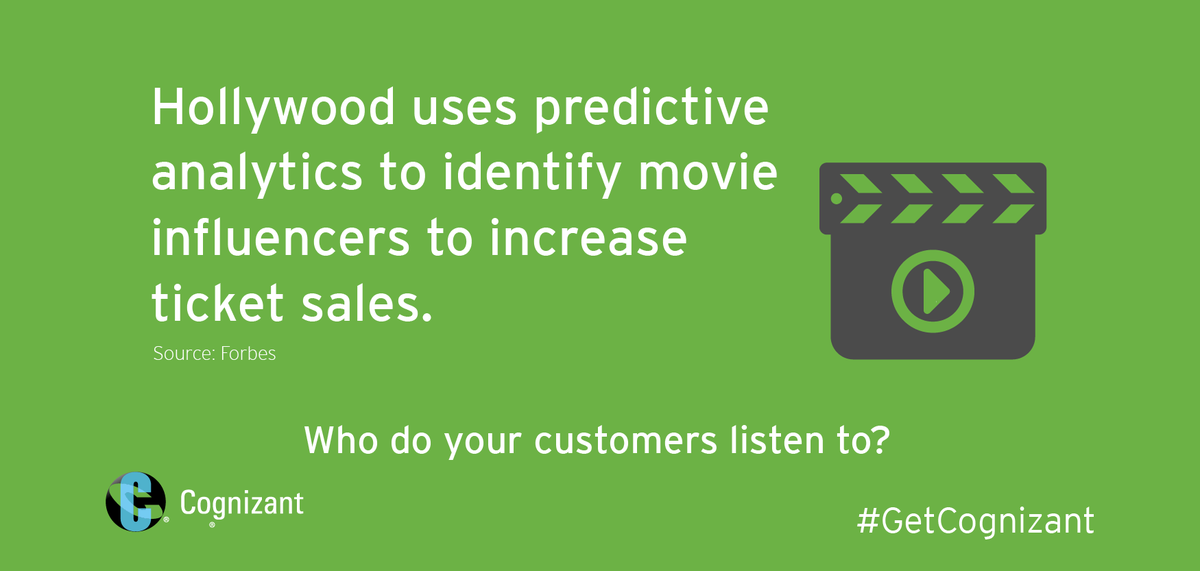 Cognizant's tweet photo. How Hollywood Used Predictive #Analytics To Identify Movie Influencers: http://t.co/PLJacPJX6C #CIO #digital #socbiz http://t.co/k4SaILCntJ