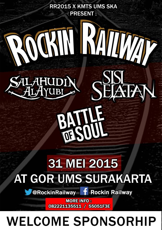 "ROCKIN RAILWAY" 31 Mei 2015 at GOR UMS Surakarta #Solo // <a href="/salahudinmtlcr/">SALAHUDIN AL AYUBI</a> <a href="/sisiselatan/">SISI SELATAN</a> <a href="/BattleOfSoul_/">[13.0.5]</a> #RR2015
