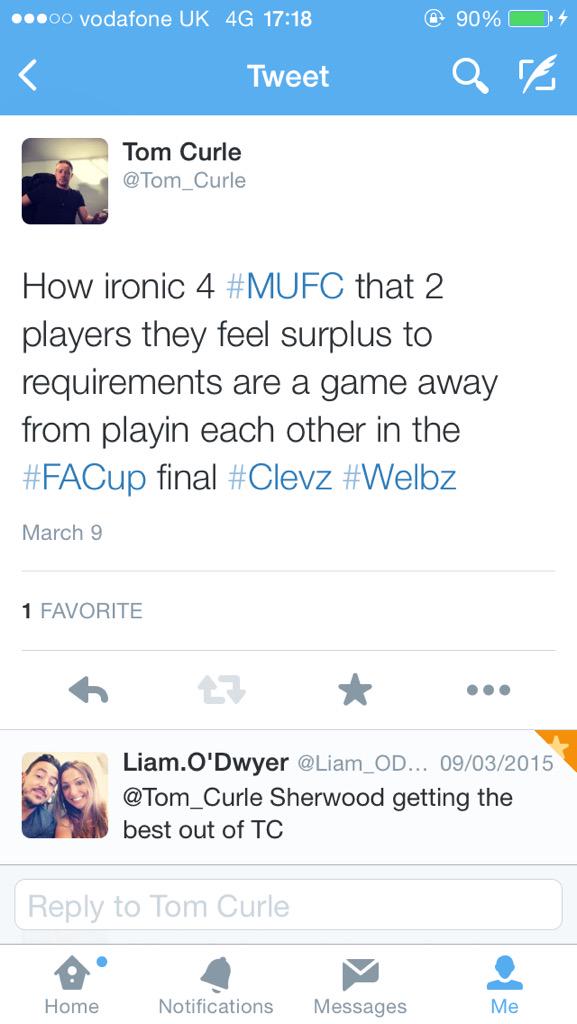 Tom_Curle's tweet photo. Can't believe no one brought up my tweet haha #clevz #welbz http://t.co/RqxHsbZxJo