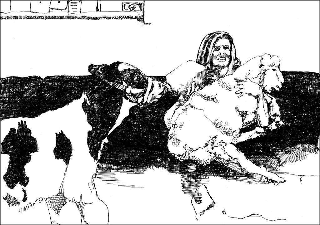 TimJennen's tweet image. Freeze Frame Drawing: Samantha Bee of @TheDailyShow retreats to her Happy Place after covering rape &amp;amp; child custody.