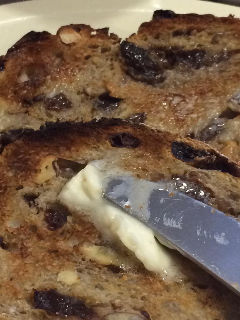Mark Ficek on Twitter "Toasted, buttered raisinwalnut bread (from
