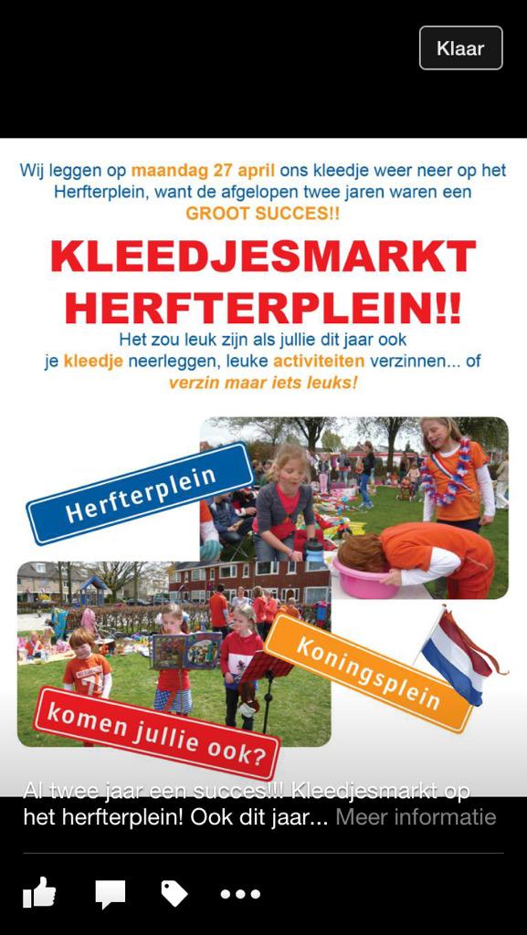 NiquetteM's tweet photo. Top initiatief #rommelmarkt #koningsdag #herfterplein http://t.co/Y6w7fEOTP9