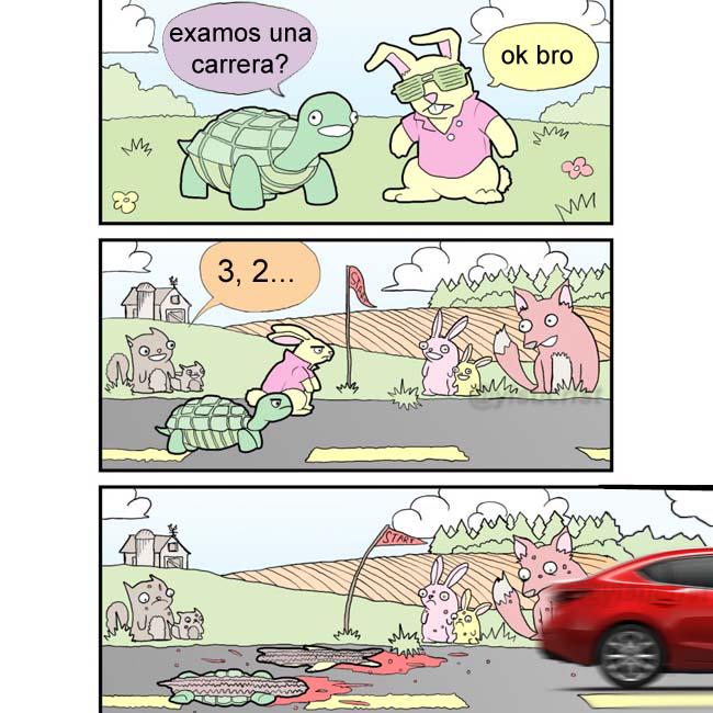 yisucrist's tweet photo. historia alternativa del cuento d la liebre y la tortuga http://t.co/Bgo8QqY65y