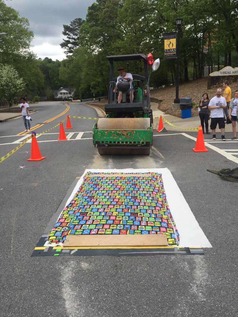 brett_kuck's tweet photo. 8ft x 4ft steam roller prints yesterday at #printbig2015 #printbig #printmaking http://t.co/bl5w2T8E4p