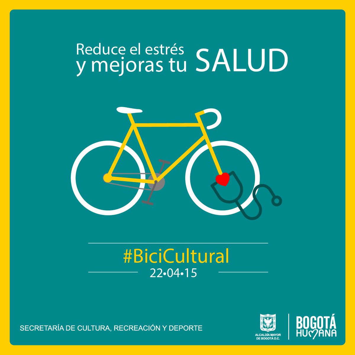 CulturaenBta's tweet photo. Pedaleando este 22 de abril, mejoramos nuestra salud #BiciCultural #DiaMundialDeLaBicicleta @ciclosfera http://t.co/lHEwr2Ofor