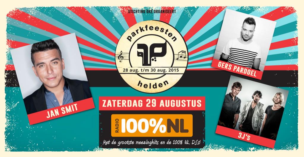 ParkfeestenHeld's tweet photo. Zaterdag 29 augustus; 100%NL, 
@driejs 
@GersPardoel 
@JanSmit 
@100pnl 
#demuziekvannederland http://t.co/HFGxBsvvu2
