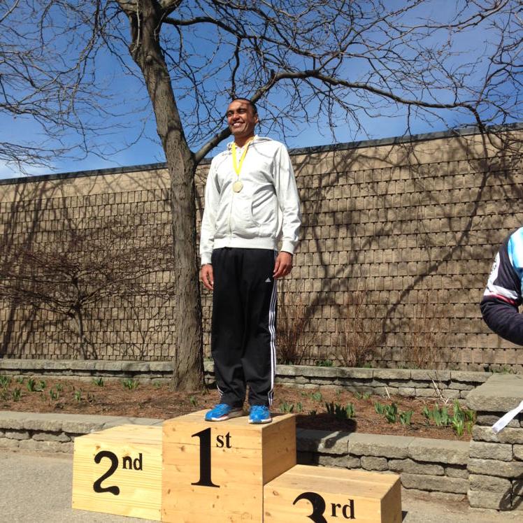 Mr. Mundi grabs gold in his age category in the 10km!!