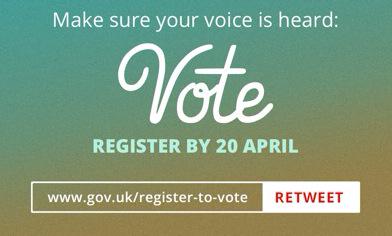 RoaringNurse's tweet photo. Are you registered to vote? Only got til tomorrow to do it: https://t.co/Piu7GZUgaX Make sure your voice is heard! 👍 http://t.co/jYWoNIk3YD