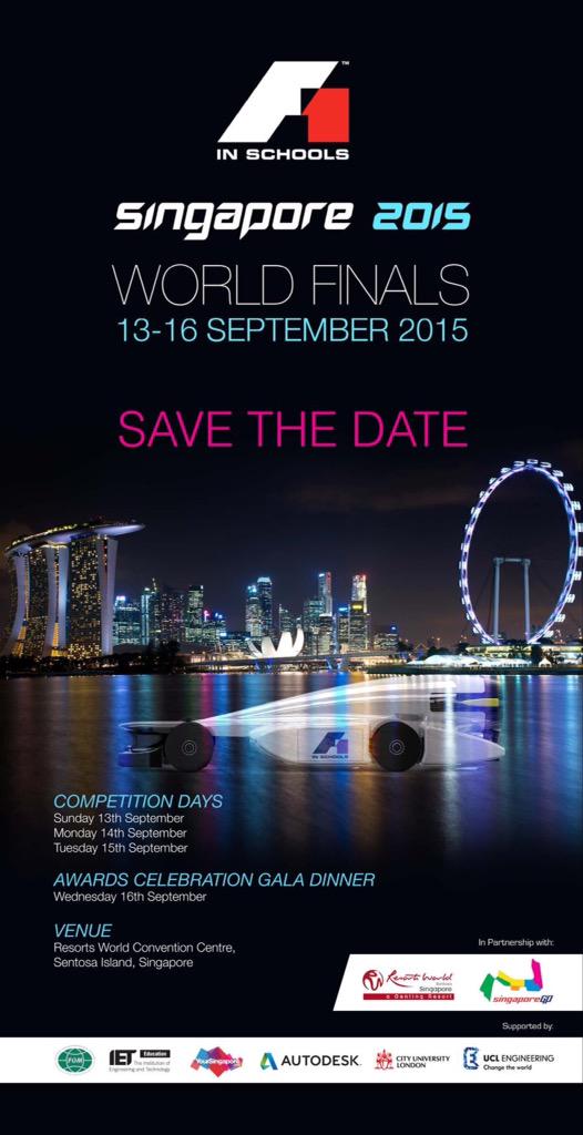 Save the date! <a href="/F1inSchoolsHQ/">STEMRacingHQ</a> World Finals 2015 in Singapore