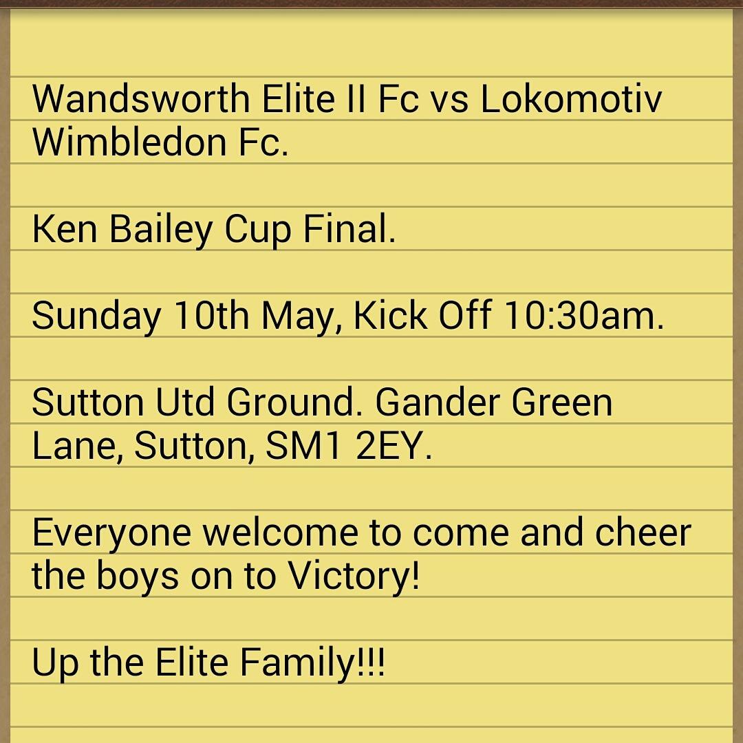 Big day for everyone involved at Wandsworth Elite! Our Cup Final Day!
Up the Elite Family!!!!