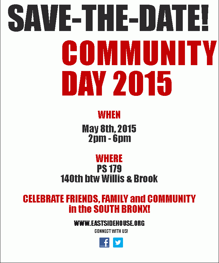Save the Date and Celebrate Friends,Family and Community in the South Bronx.