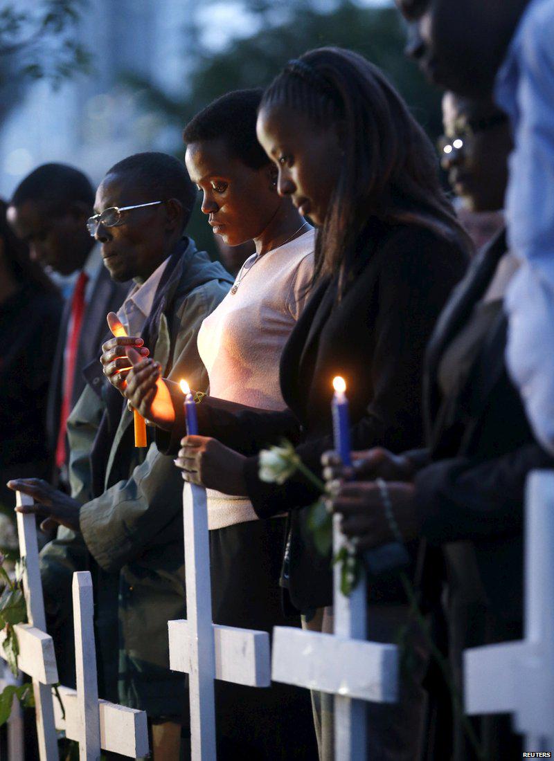 BBCWorld's tweet image. Candlelit vigil for Kenya's #GarissaAttack victims bbc.in/1N4IHsC