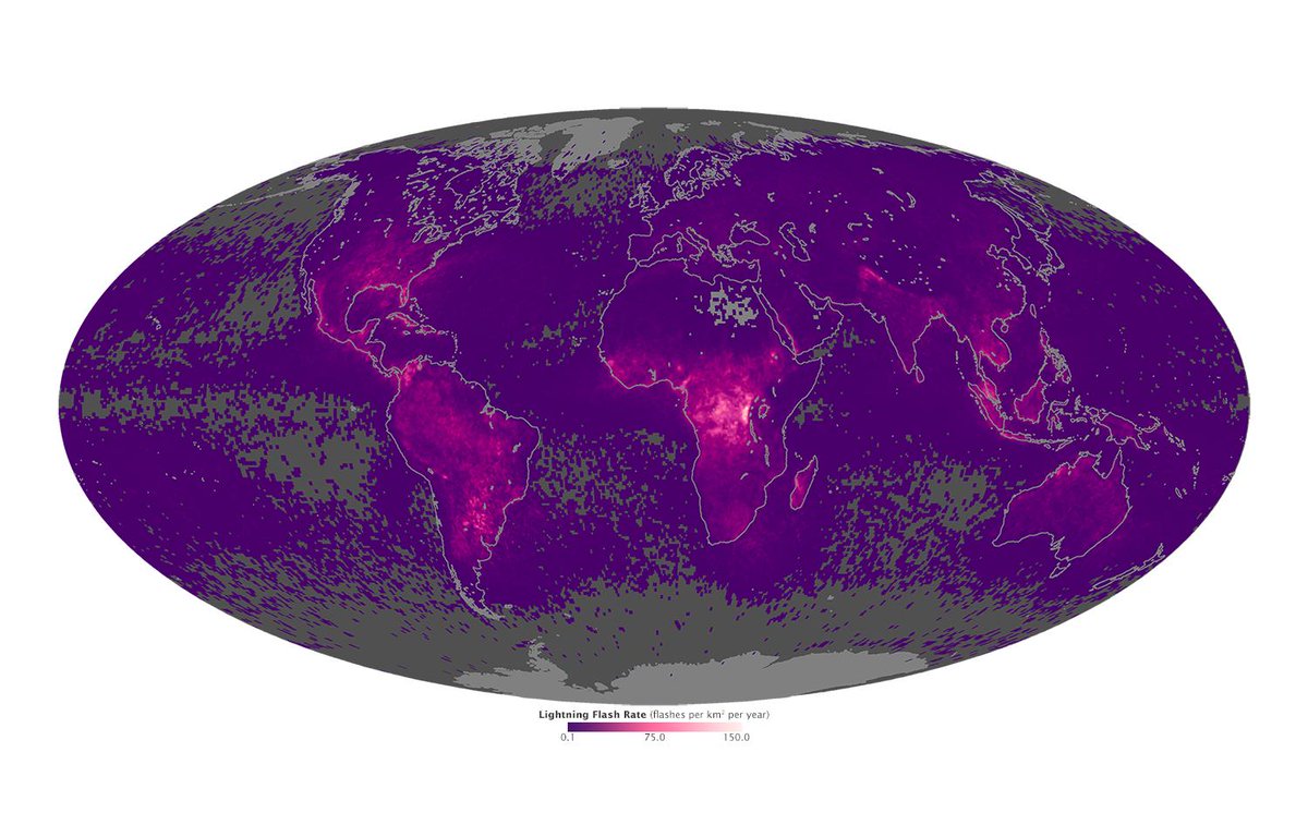 NASAEarth's tweet photo. NASA World Map Shows Where Lightning Strikes Most http://t.co/YTIdHo1oUa Via @DNews http://t.co/FYOY00ja0x