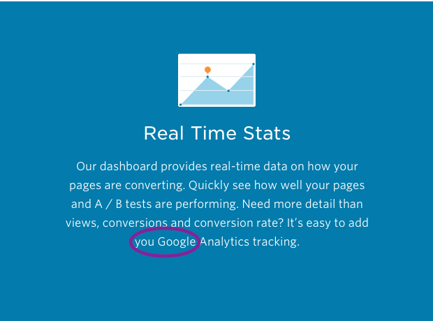 d2thepalo's tweet photo. @unbounce really like your product but you might want to use it to A/B test the typo in this section of your site... http://t.co/pjLUItMDJk