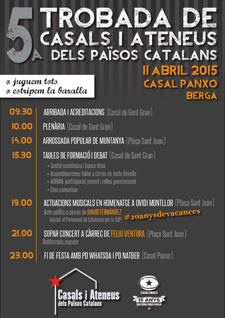 CasalsiAteneus's tweet photo. Compte enrere x la #VTrobadaCasals al @casalpanxo #Berga. T'ho perdràs? Inscriu-te ja a http://t.co/6LNm6FNV8Q http://t.co/oNTH3RdwwH