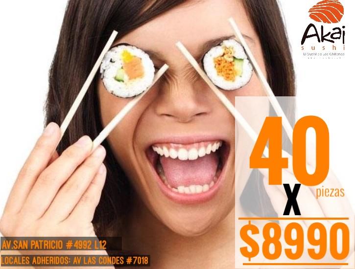AKAISUSHI_'s tweet photo. VUELVETE loco cimeindo SUSHI en akai CON esta promo!! 40 piezas x $8990 ver locales adheridos en la foto ;) http://t.co/xGPEbQ0fSV