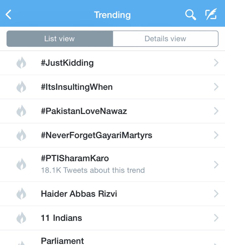 PakTrendSetters's tweet photo. #JustKidding is now trending on top in Pakistan.
Hashtag: @Iz_raami 
#PakTrendSetters http://t.co/pXSBOmLMoP