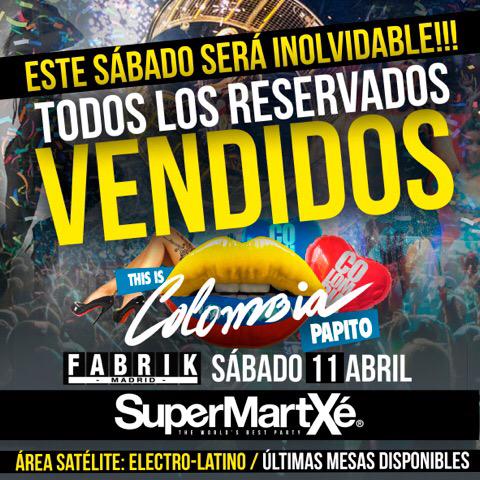 Todos los reservado vendidos para el fieston de este sábado en #Fabrik con <a href="/djalexguerrero/">Alex Guerrero</a> <a href="/SuperMartXeWT/">SuperMartXé Official ®</a>