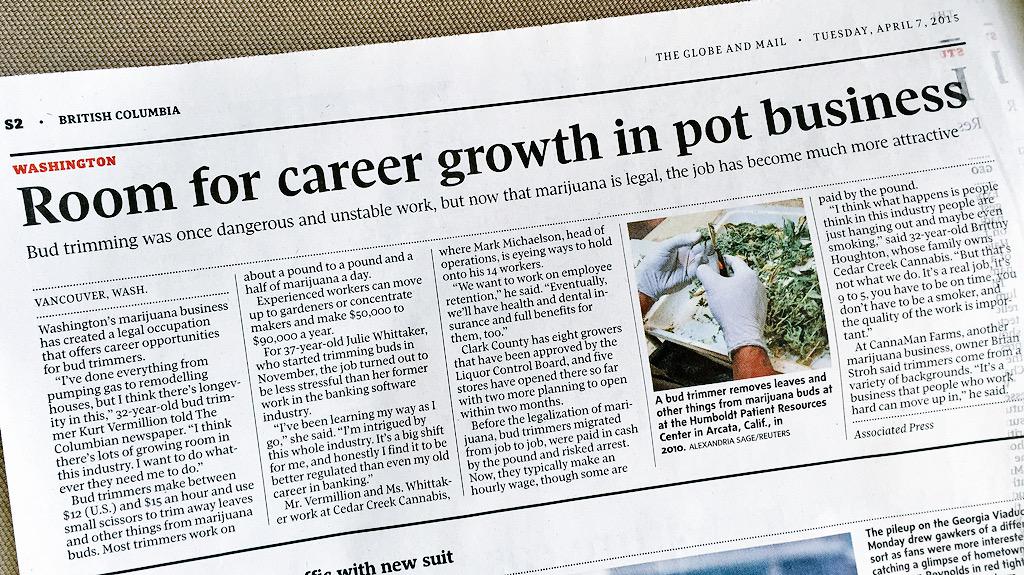 JodieEmery's tweet photo. Same story I posted from a different newspaper the other day, but message remains the same: Legalization=Job Creation http://t.co/PSvOYEb9Vk