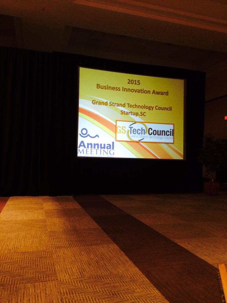 innovative business of the year on the Grand Strand! Congrats to <a href="/RyanAmandaSmith/">Ryan Smith Creative</a> &amp; <a href="/GSTechCouncil/">GS Tech Council</a> #MBACC15