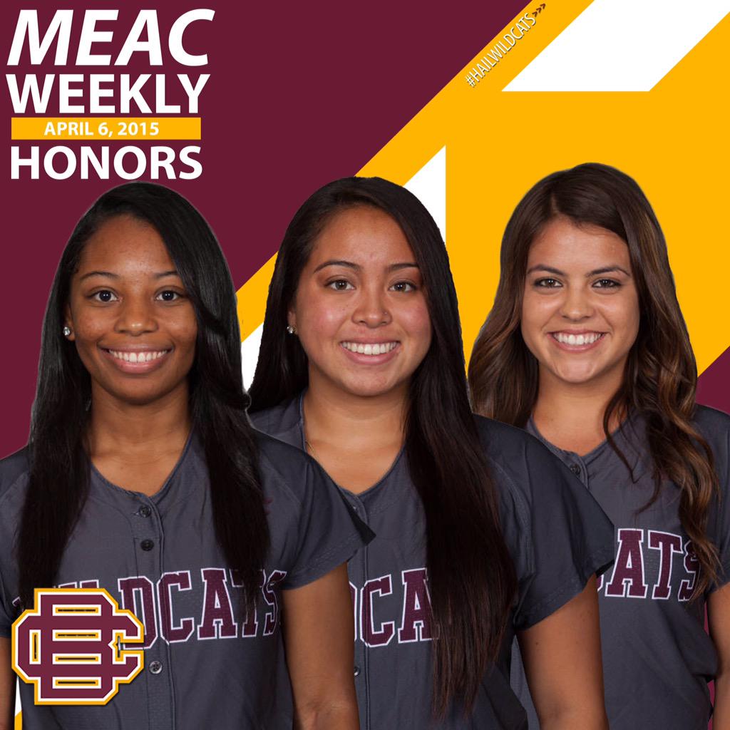 BCUAthletics's tweet photo. #BCUsoftball sweeps weekly #MEAC  honors for second time this season (Shelley-Player, Anguiano-Pitcher, Davis-Rookie) http://t.co/f1MnQFP2Tw