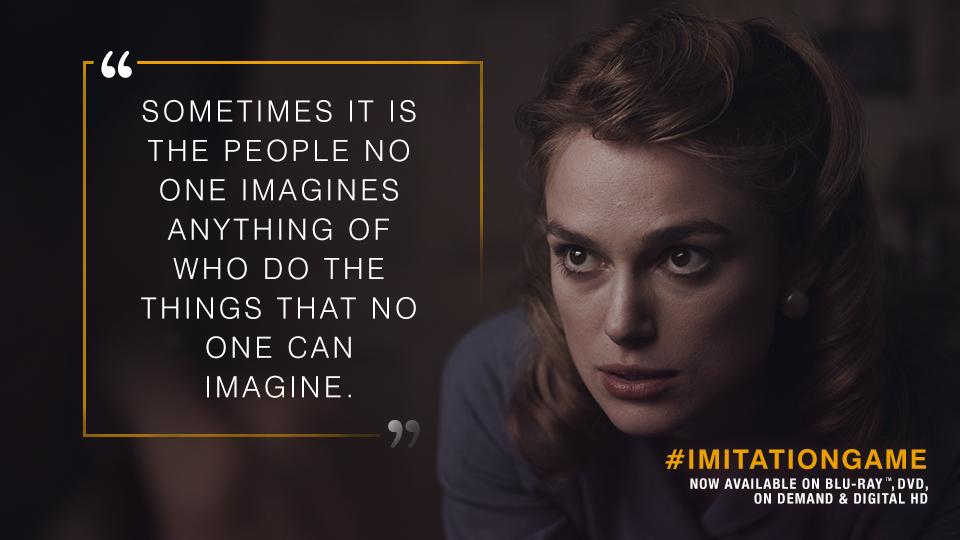 Find inspiration in the unimaginable. Own The #ImitationGame on Blu-ray™ and DVD. bit.ly/OwnImitationGa…