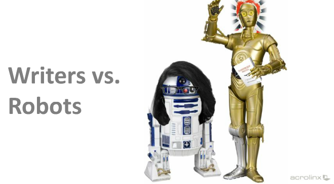 sjrotter's tweet photo. writers vs robots - what is the impact on #contentmarketing #contentscale http://t.co/WxqWzj0eKW